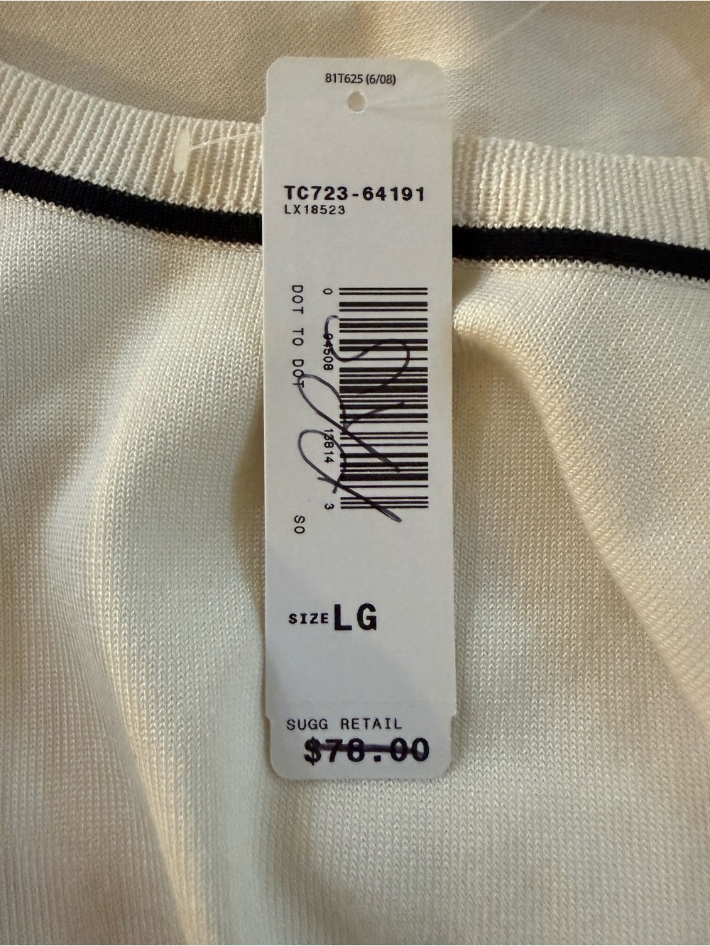 NWT Pendleton Silk Blend Knit Short Sleeve Top in Off White, Size L - Picture 5 of 6